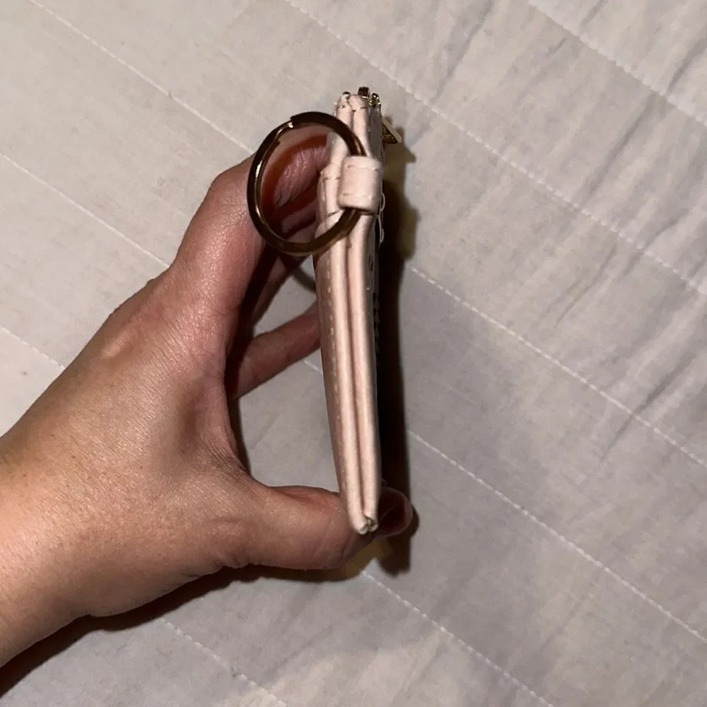 Mudd Dusty Pink Gold Tone Key Ring Card Coin Case Small Wallet